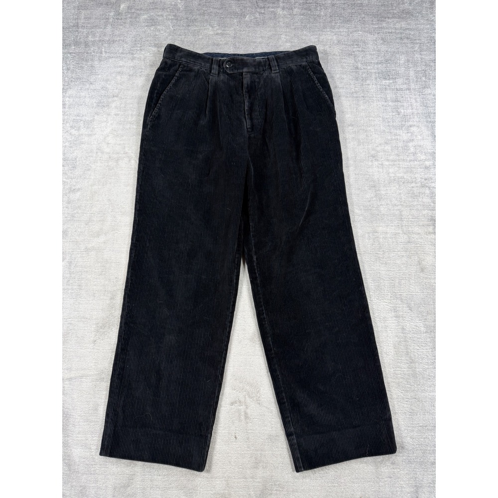Hugo Boss Pants Mens 32x28 Black Vintage Mitchel Corduroy Pleated Straight Leg